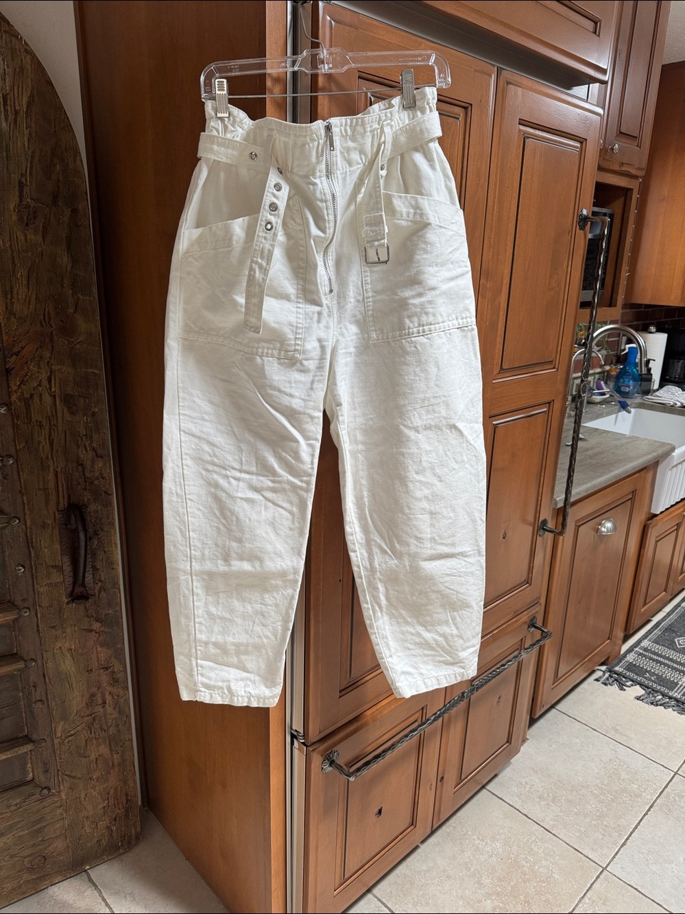 Banana Republic White Elastic-Waist Pants